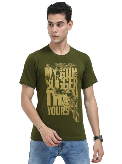 Men's Cotton Printed Round Neck Half Sleeve T-Shirt