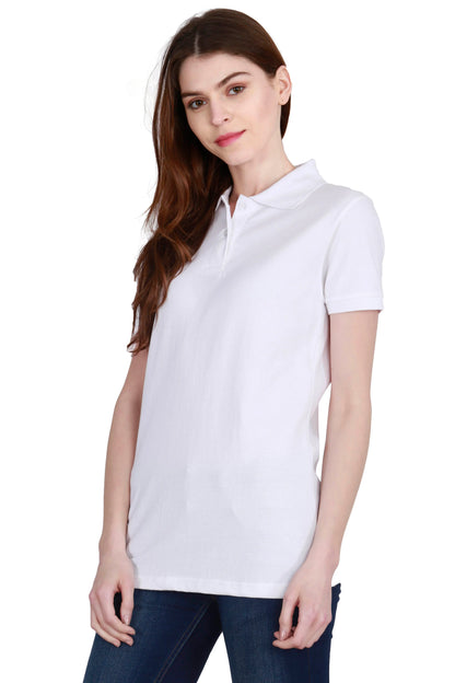 Fleximaa Women's Cotton Plain Polo Neck T-Shirt - fleximaa-so