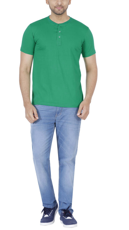 Men's Cotton Plain Henley Neck T-Shirt