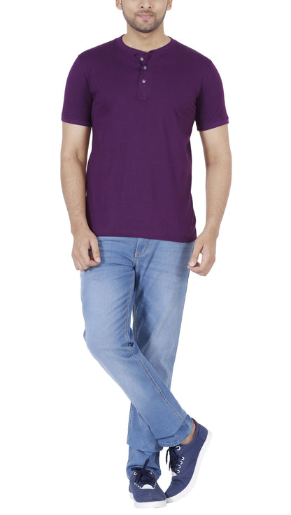 Men's Cotton Plain Henley Neck T-Shirt