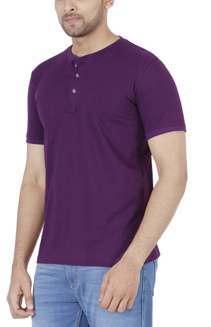 Men's Cotton Plain Henley Neck T-Shirt