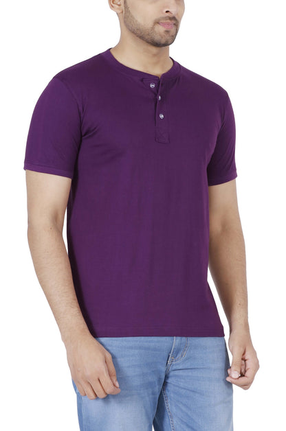 Men's Cotton Plain Henley Neck T-Shirt