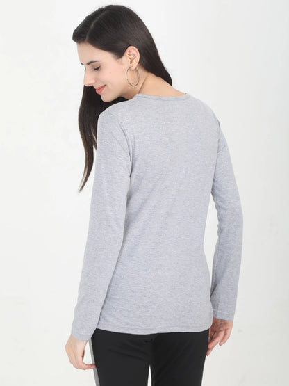 Fleximaa Women's Cotton Plain Round Neck Full Sleeve T-Shirt - fleximaa-so