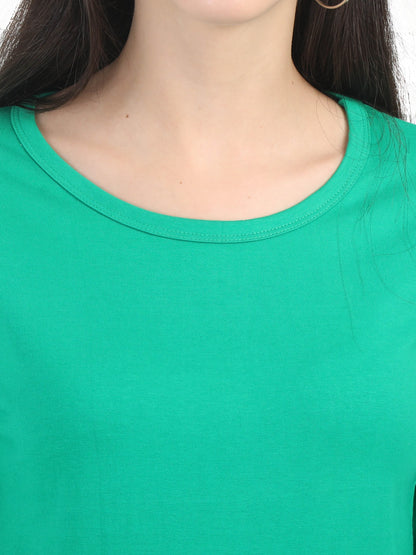 Fleximaa Women's Cotton Plain Round Neck Full Sleeve T-Shirt - fleximaa-so