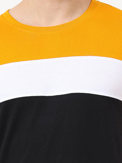 Fleximaa Men's Cotton Round Neck Color Block Half Sleeve T-Shirt - fleximaa-so