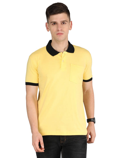 Men's Cotton Plain Polo Neck Half Sleeve T-Shirt Opposite Color Collar & Cuff 13 Colors