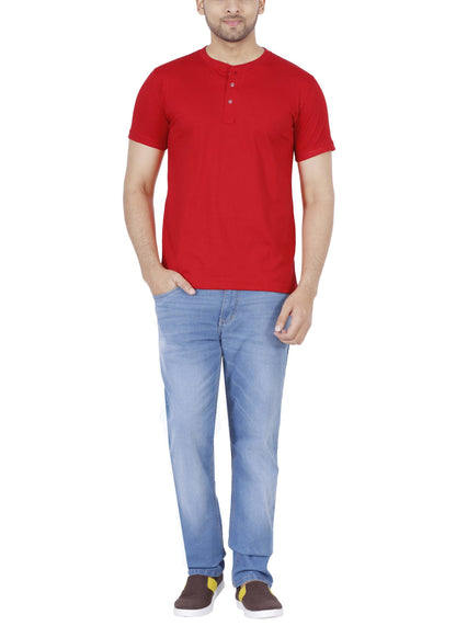 Men's Cotton Plain Henley Neck T-Shirt