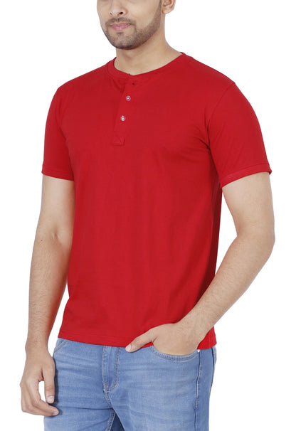 Men's Cotton Plain Henley Neck T-Shirt
