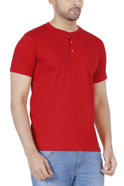Men's Cotton Plain Henley Neck T-Shirt
