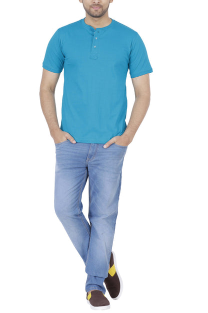 Men's Cotton Plain Henley Neck T-Shirt