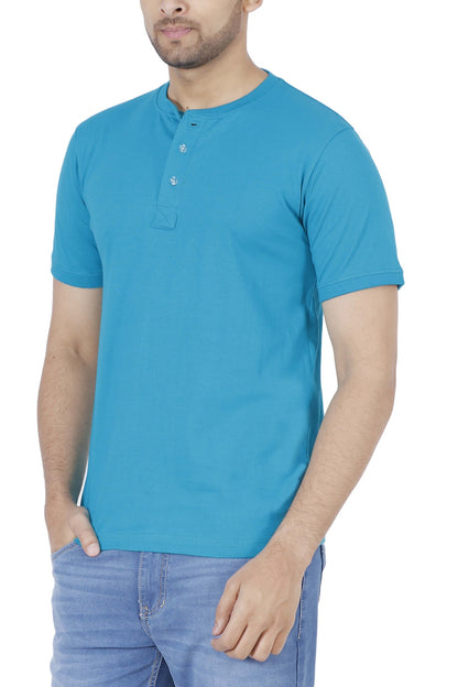Men's Cotton Plain Henley Neck T-Shirt