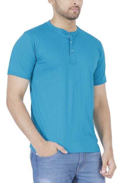 Men's Cotton Plain Henley Neck T-Shirt