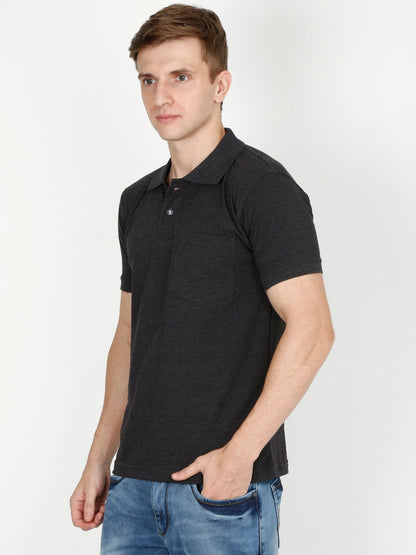 Fleximaa Men's Cotton Plain Polo Neck Half Sleeve T-Shirt - fleximaa-so