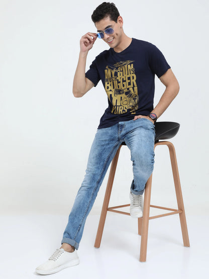 Fleximaa Men's Cotton Printed Round Neck Half Sleeve T-Shirt - fleximaa-so