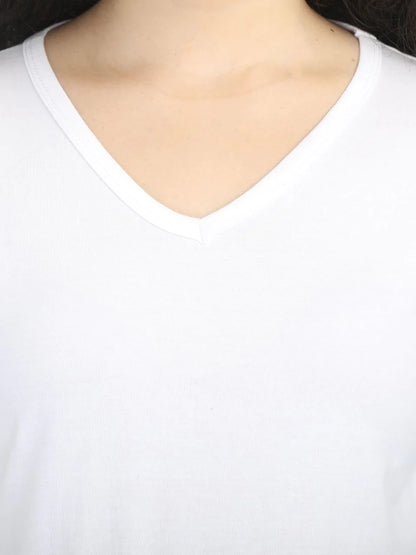 Fleximaa Women's Cotton Plain V Neck Full Sleeve T-Shirt-2 - fleximaa-so