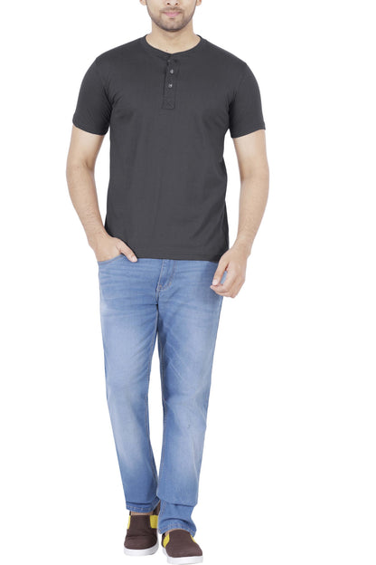 Men's Cotton Plain Henley Neck T-Shirt