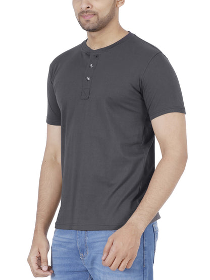 Men's Cotton Plain Henley Neck T-Shirt
