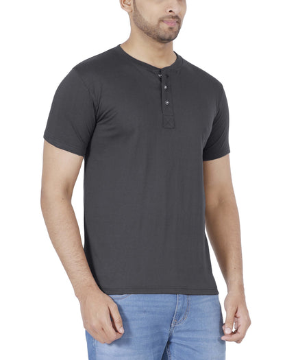Men's Cotton Plain Henley Neck T-Shirt