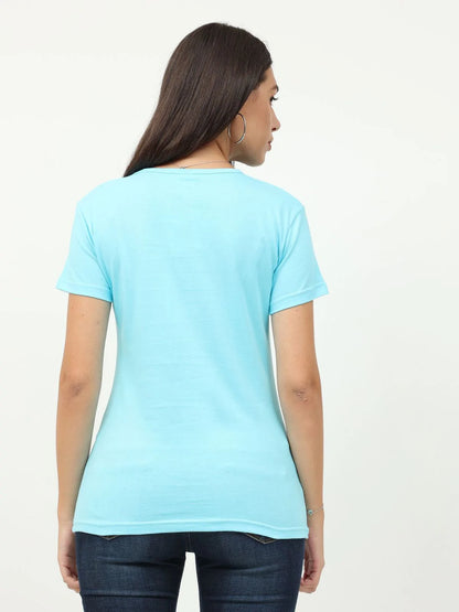 Fleximaa Women's Cotton Plain V Neck Half Sleeve T-Shirt-2 - fleximaa-so