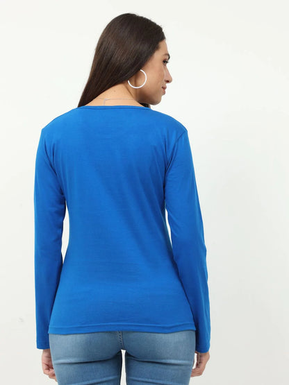 Fleximaa Women's Cotton Plain Round Neck Full Sleeve T-Shirt-2 - fleximaa-so
