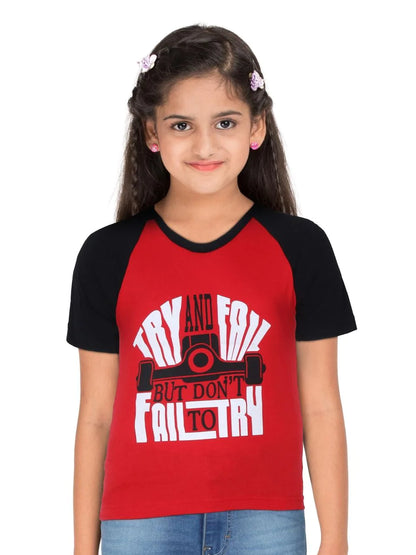 Fleximaa Boys & Girls Printed Raglan Half Sleeve T-Shirt - Fleximaa