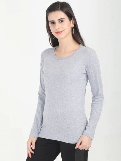 Fleximaa Women's Cotton Plain Round Neck Full Sleeve T-Shirt (Pack of 3) - Fleximaa