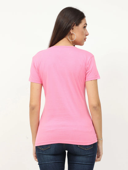 Fleximaa Women's Cotton Plain V Neck Half Sleeve T-Shirt - fleximaa-so