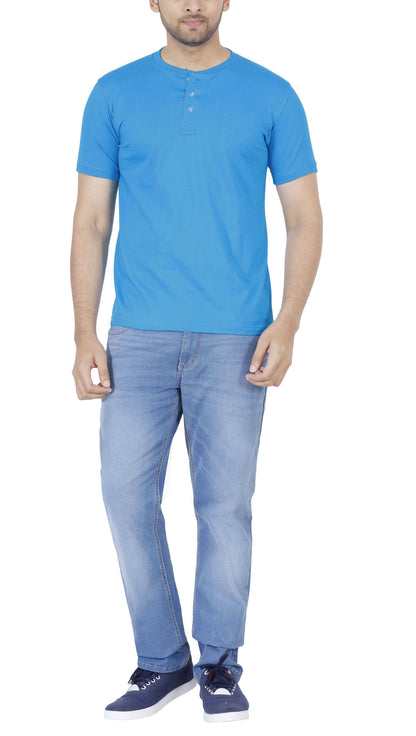 Men's Cotton Plain Henley Neck T-Shirt