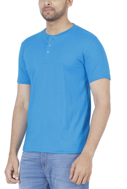 Men's Cotton Plain Henley Neck T-Shirt