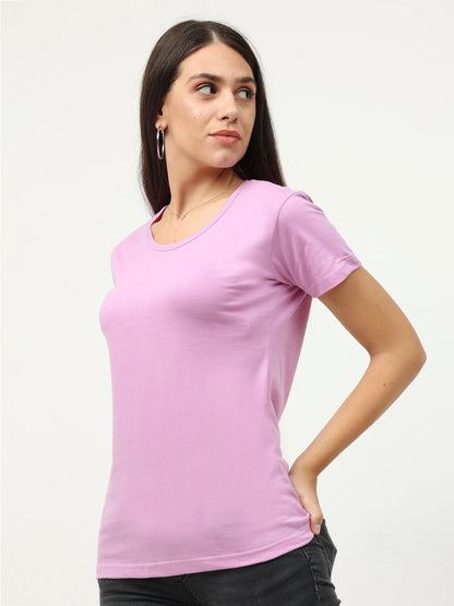 Fleximaa Women's Cotton Plain Round Neck Half Sleeve T-Shirt - fleximaa-so