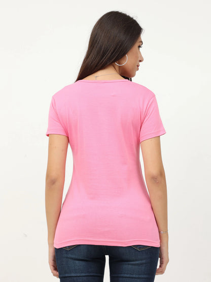 Fleximaa Women's Cotton Plain Round Neck Half Sleeve T-Shirt - fleximaa-so