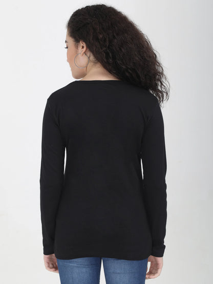 Fleximaa Women's Cotton Plain V Neck Full Sleeve T-Shirt - fleximaa-so