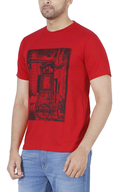 Fleximaa Men's Cotton Printed Round Neck Half Sleeve T-Shirt - fleximaa-so