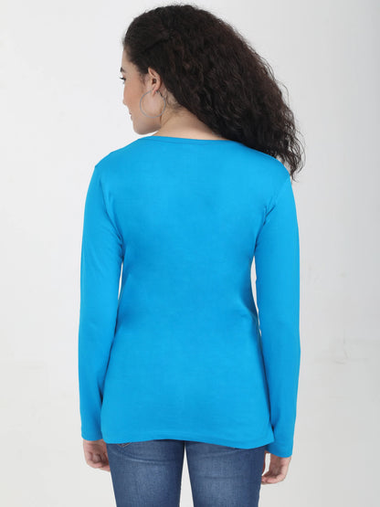 Fleximaa Women's Cotton Plain V Neck Full Sleeve T-Shirt - fleximaa-so