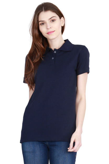 Fleximaa Women's Cotton Plain Polo Neck T-Shirt - fleximaa-so