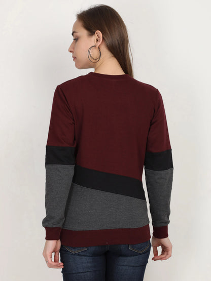 Fleximaa Women's Cotton Color Block Full Sleeve Sweatshirt - fleximaa-so