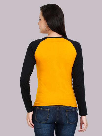 Fleximaa Women's Cotton Printed Raglan Full Sleeve T-Shirt - fleximaa-so