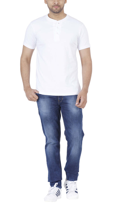 Men's Cotton Plain Henley Neck T-Shirt