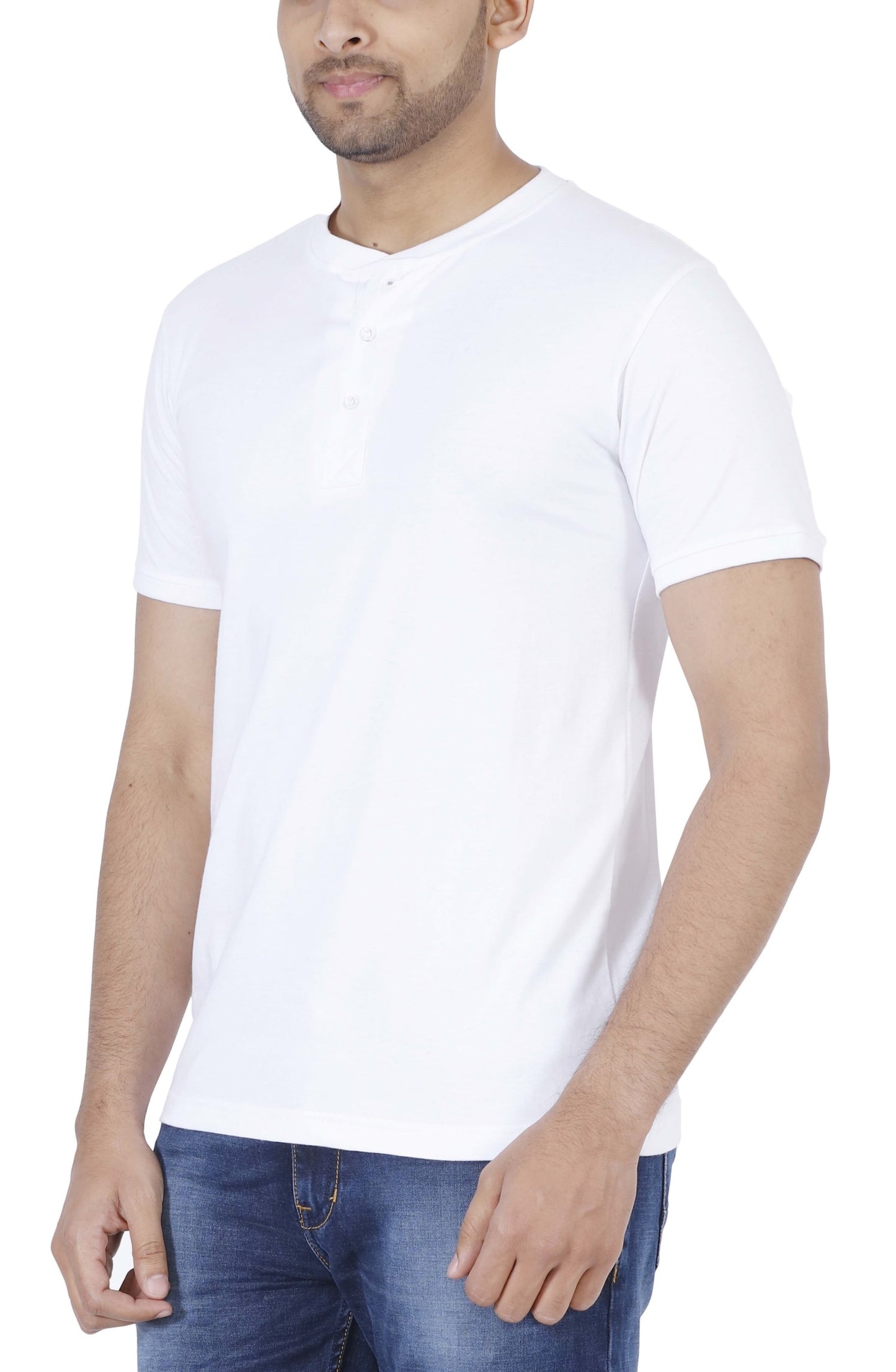 Men's Cotton Plain Henley Neck T-Shirt