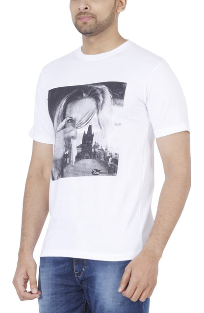 Men's Cotton Printed Round Neck Half Sleeve T-Shirt