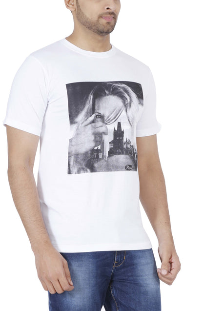 Men's Cotton Printed Round Neck Half Sleeve T-Shirt