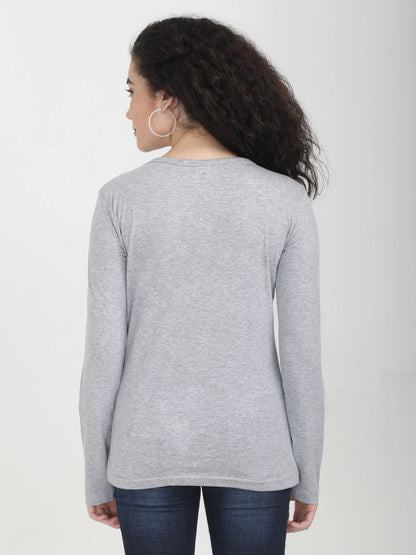 Fleximaa Women's Cotton Plain V Neck Full Sleeve T-Shirt - fleximaa-so