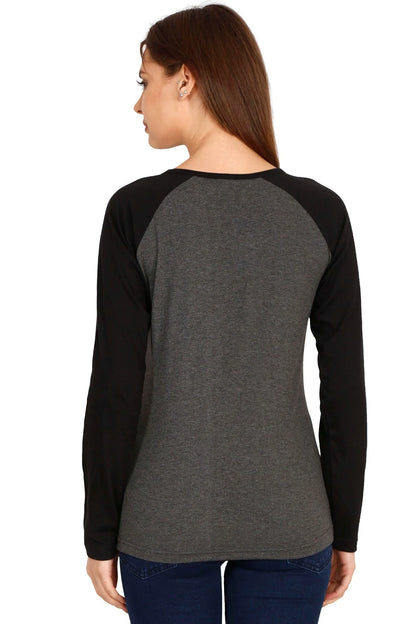 Fleximaa Women's Cotton Printed Raglan Full Sleeve T-Shirt - fleximaa-so