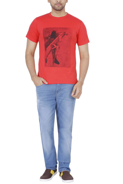 Fleximaa Men's Cotton Printed Round Neck Half Sleeve T-Shirt - fleximaa-so
