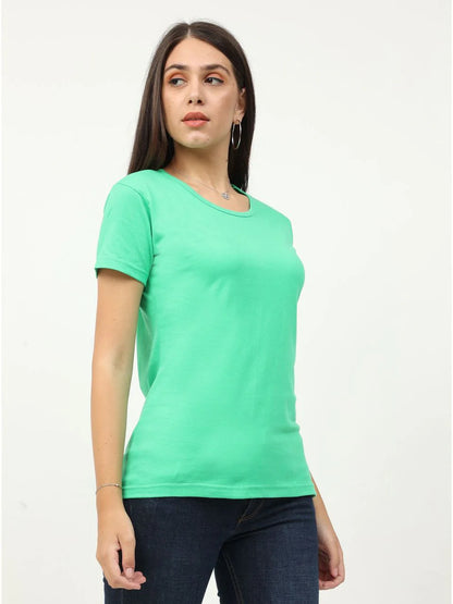 Fleximaa Women's Cotton Plain Round Neck Half Sleeve T-Shirt-2 - fleximaa-so