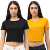 Fleximaa Womens Cotton Plain Round Neck Crop Top Multi Color (Pack of 2) - fleximaa-so