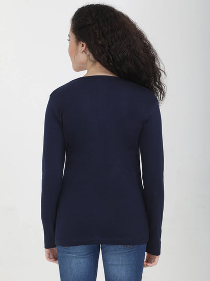 Fleximaa Women's Cotton Plain V Neck Full Sleeve T-Shirt - fleximaa-so