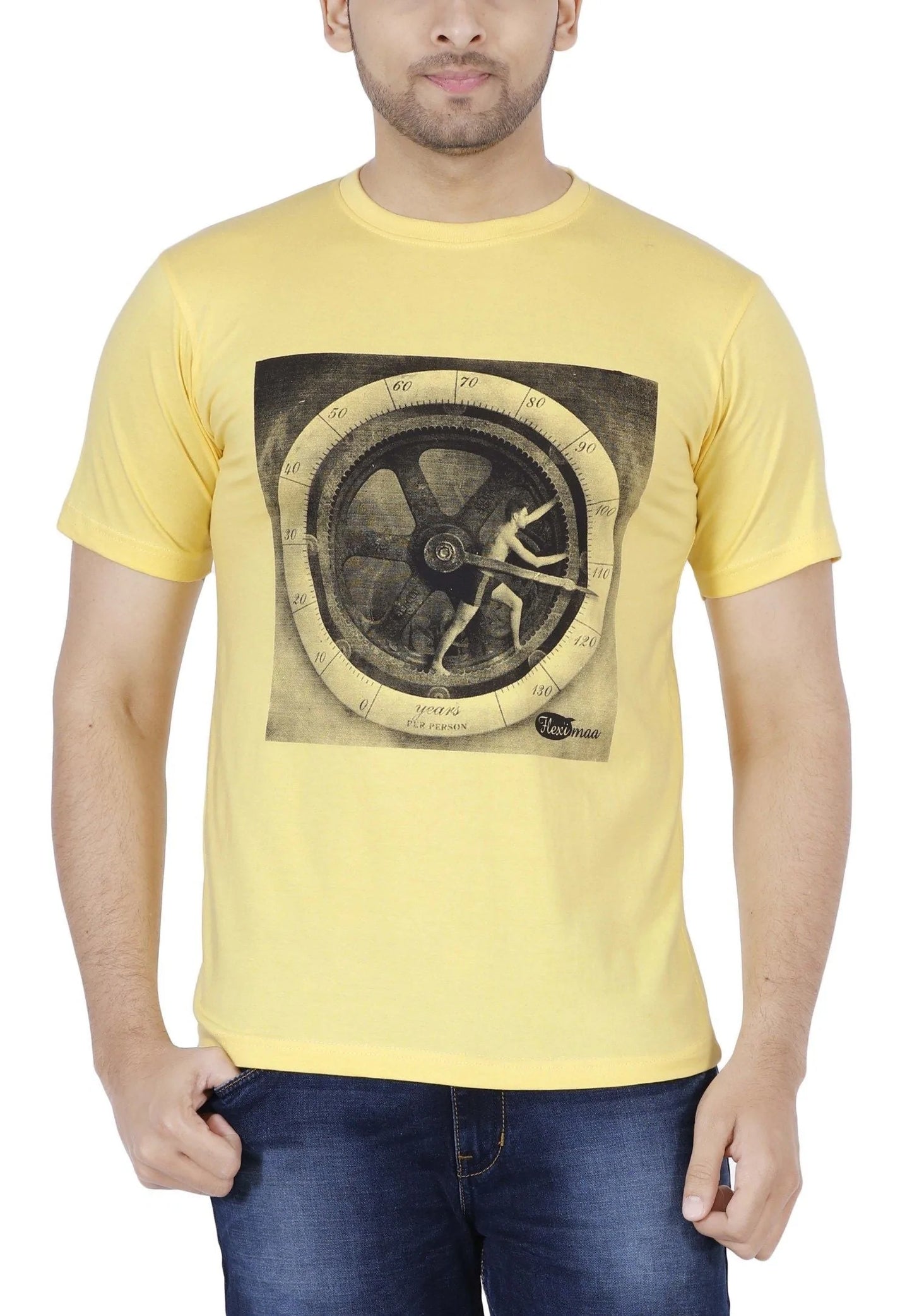 Men's Cotton Printed Round Neck Half Sleeve T-Shirt