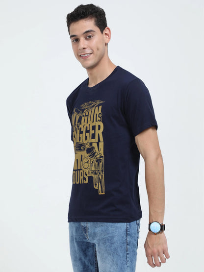 Fleximaa Men's Cotton Printed Round Neck Half Sleeve T-Shirt - fleximaa-so