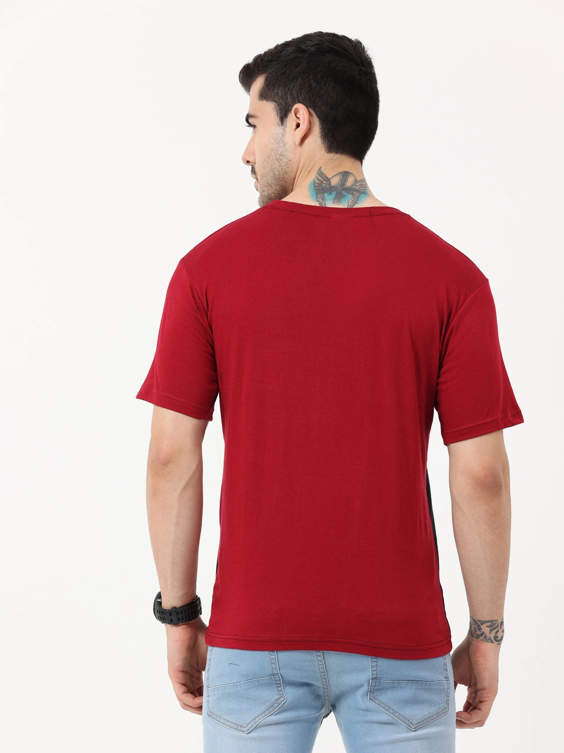 Fleximaa Men's Cotton Round Neck Color Block Half Sleeve T-Shirt - fleximaa-so
